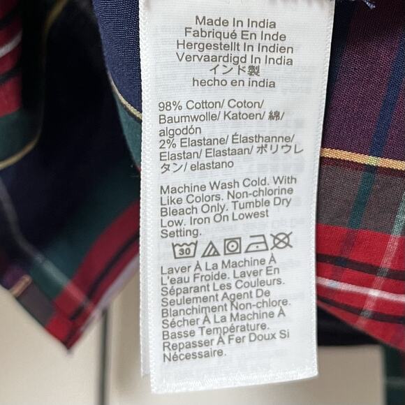 J Crew Womens Lightweight Plaid Cotton Button Up Shirt Size XS Navy Red Preppy - Picture 5 of 6